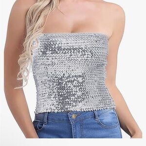 Silver Sequin tube top or skirt
